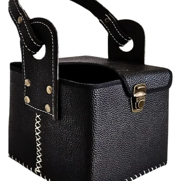 MATERA CANASTO ECO CUERO C/DIV Y TAPA