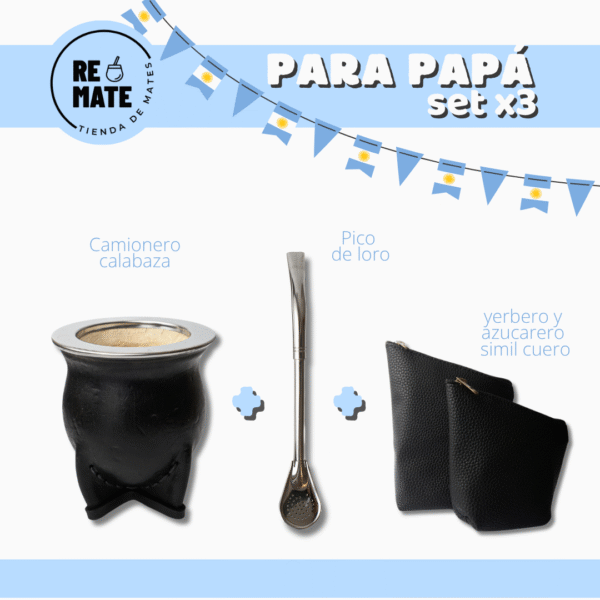 SET X3 CAMIONERO CALABAZA + BOMBILLA + YERBERO Y AZUCARERO