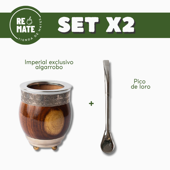 SET X2 IMPERIAL EXCLUSIVO ALGARROBO + BOMBILLA