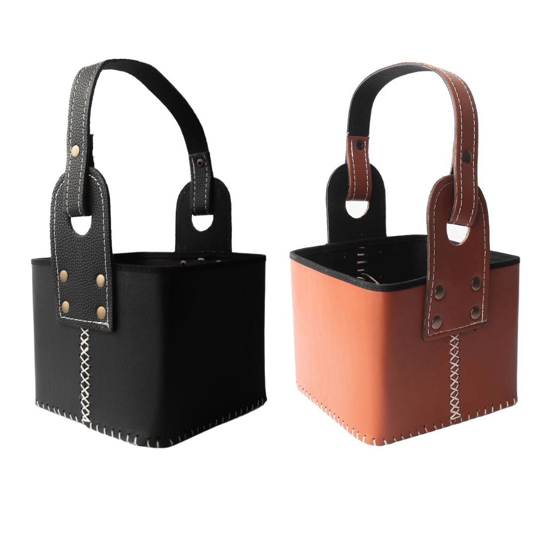 MATERA CANASTO ECO CUERO CON DIVISION